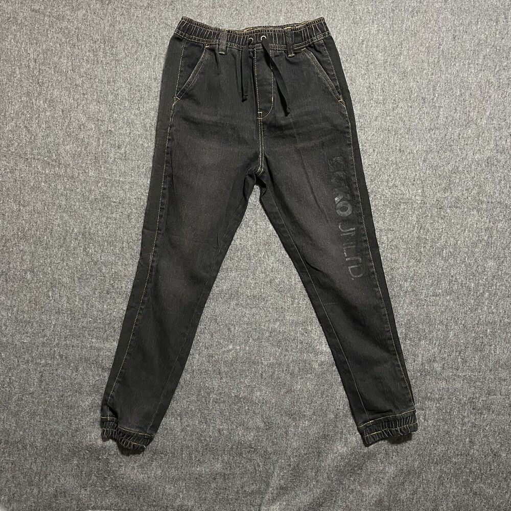 Ecko Unltd Boys Jeans Black Elastic Waist And Ankles, Pull On, Size 8